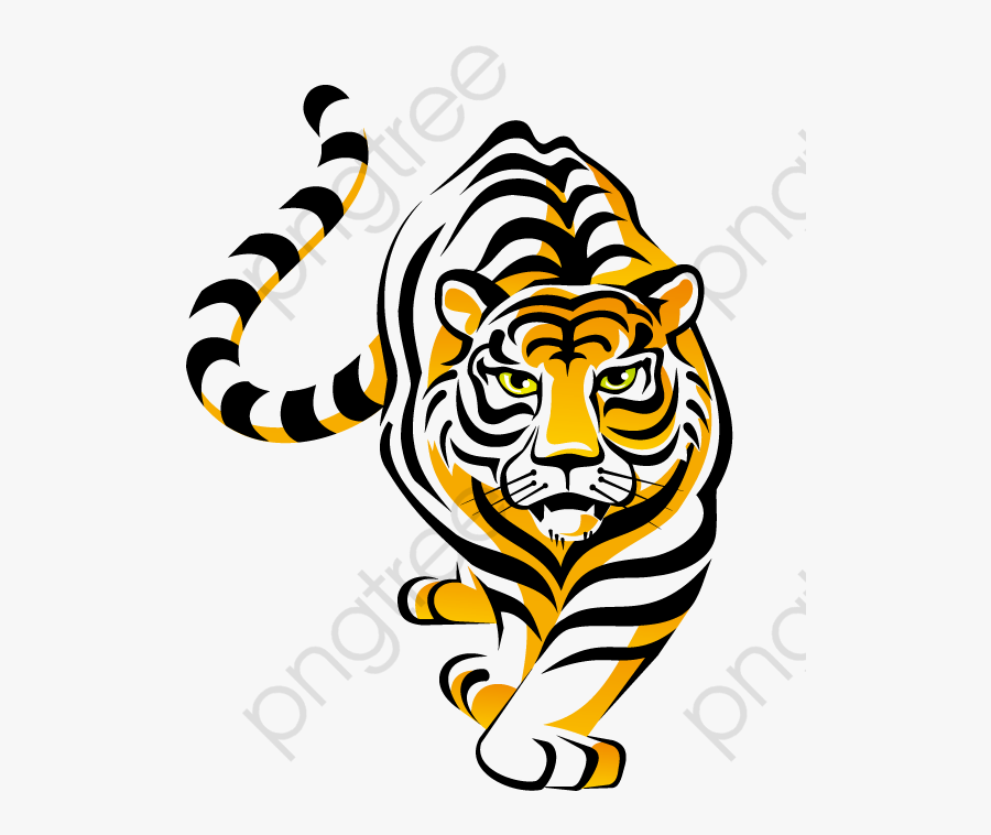 King Clipart Cartoon - Tiger Walking Clip Art, Transparent Clipart