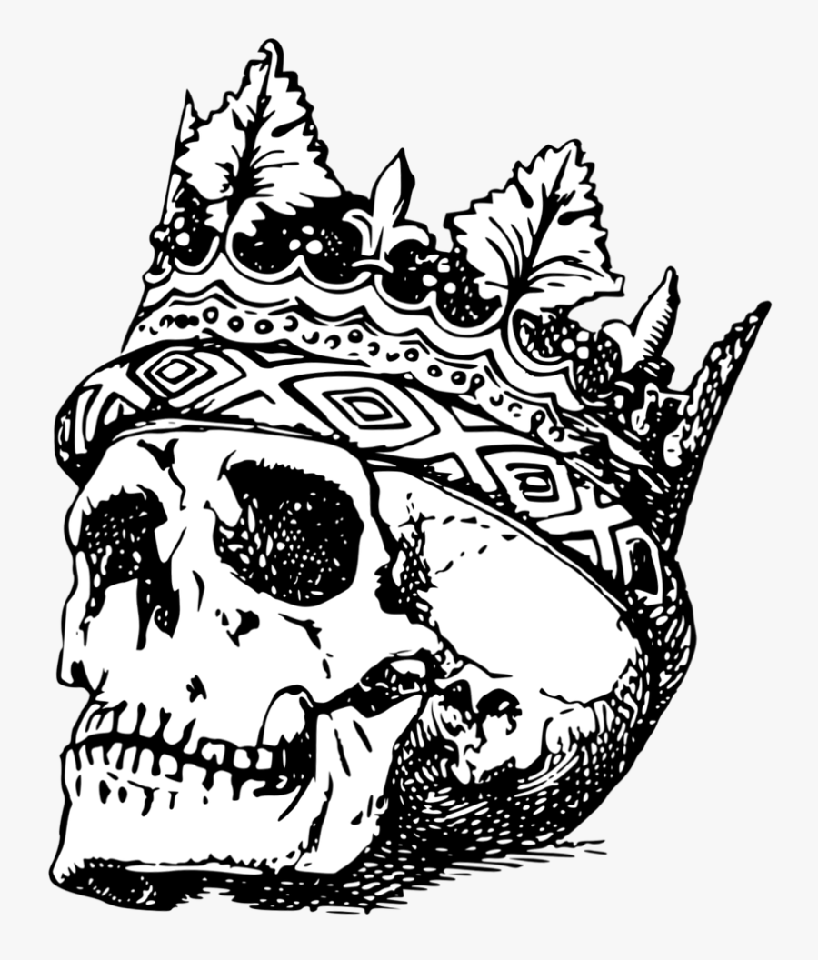 Skull Middle Finger Png - Skull Drawings With Crown, Transparent Clipart