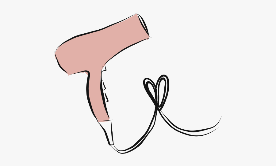 A Line Illustration Of A Pink Hair Dryer With The Cord, Transparent Clipart