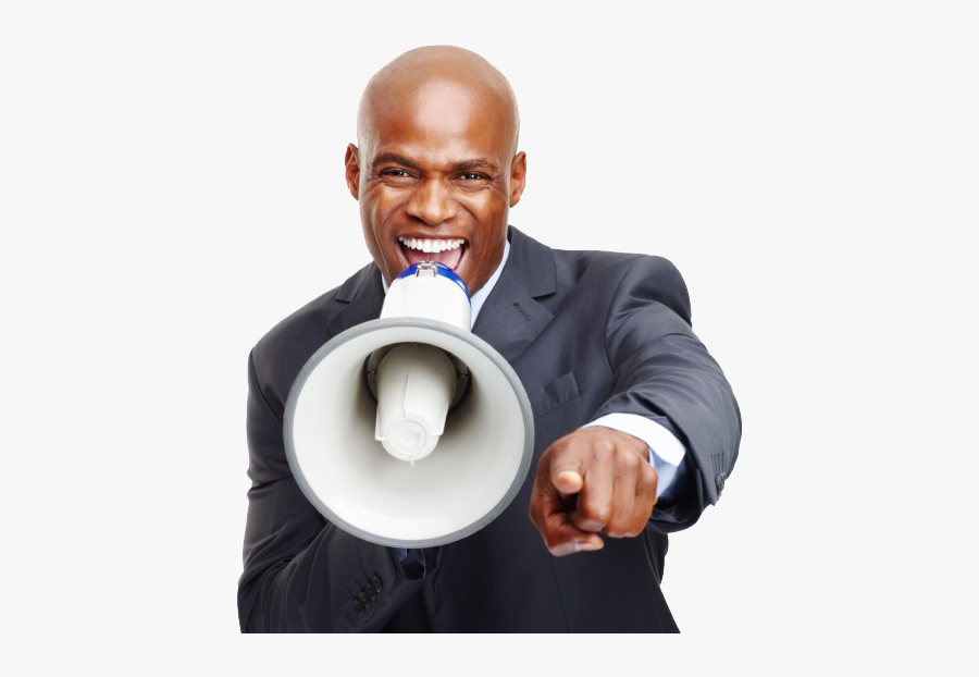 Clip Art Png For Free - Black Man With Megaphone, Transparent Clipart