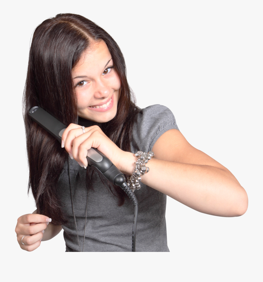Girl Straightens Her Hair Png Image - Girl Doing Her Hair Png, Transparent Clipart