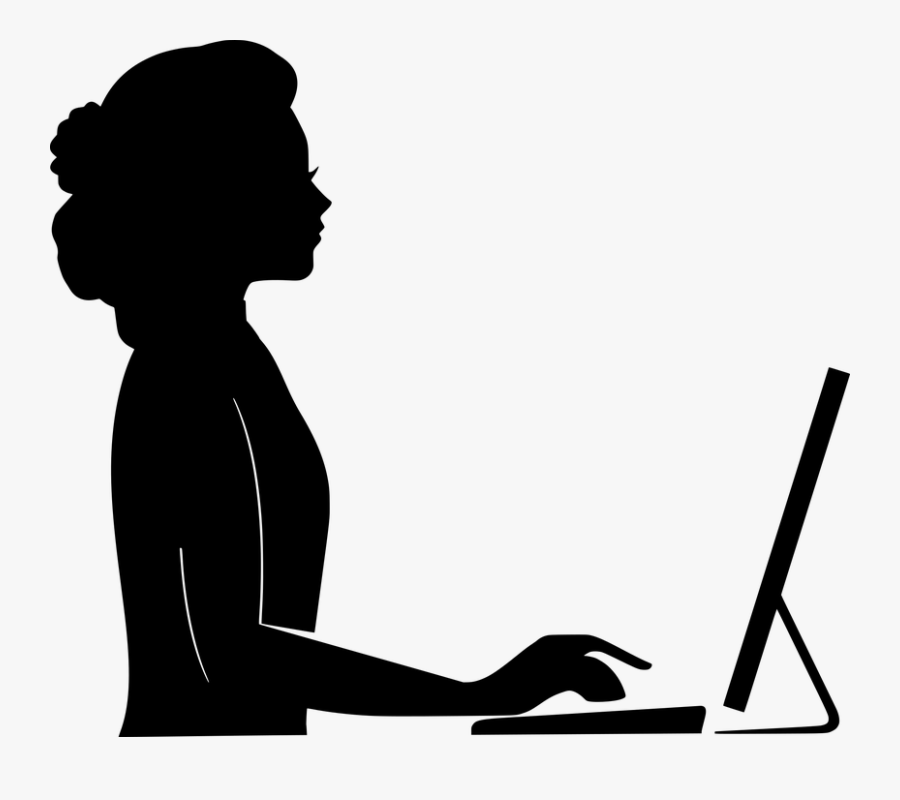Woman On Computer Silhouette , Transparent Cartoons - Clipart Woman At Computer, Transparent Clipart