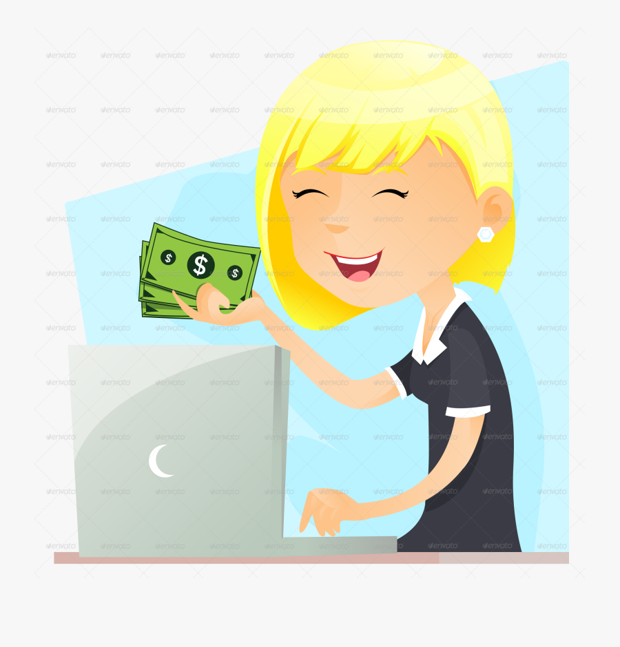 Business Woman And Computer Png Jpg File/blonde Png - Cartoon, Transparent Clipart