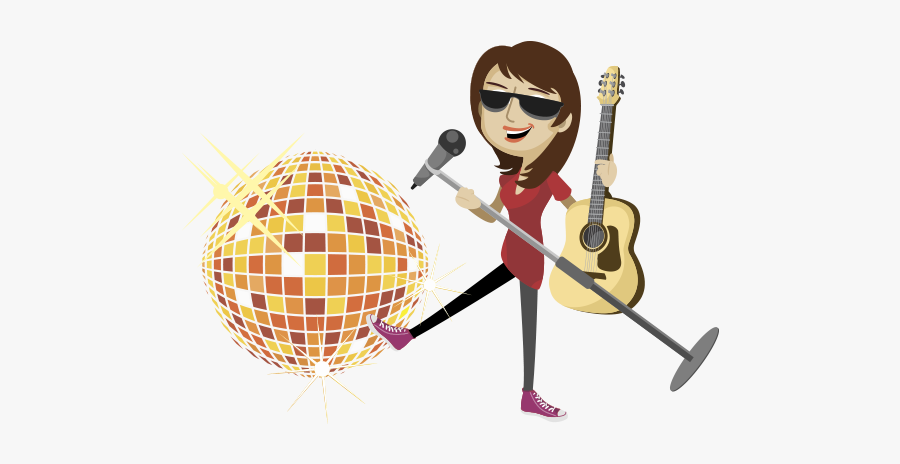 Disco Ball And Female Singer Free Vector And Png - Female Singer Vector Png, Transparent Clipart