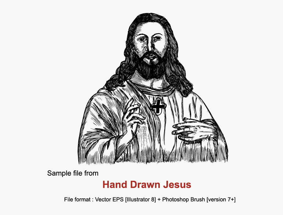 Clip Art Hands Drawing Cross Sketch - Jesus Vector, Transparent Clipart