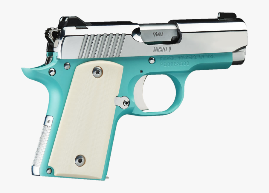 # #gun #pistol #revolver #girly#weapon #teal #green - Kimber Micro 9 9mm Bel Air Blue, Transparent Clipart
