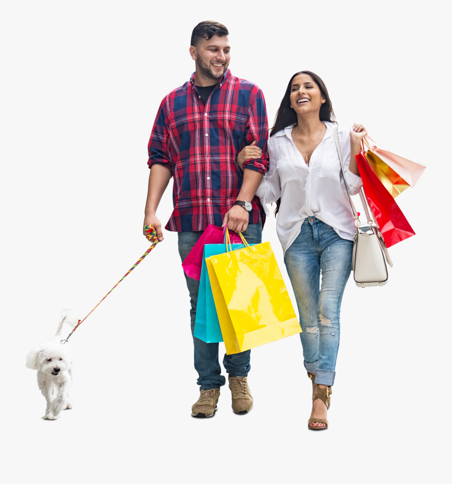 Shopping Time Smiling Couple - Cut Out People Shopping, Transparent Clipart