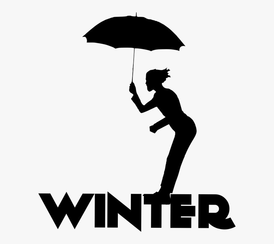 Umbrella Silhouette Png -silhouette Winter Man Umbrella - Silhouette Of Umbrella Logo, Transparent Clipart