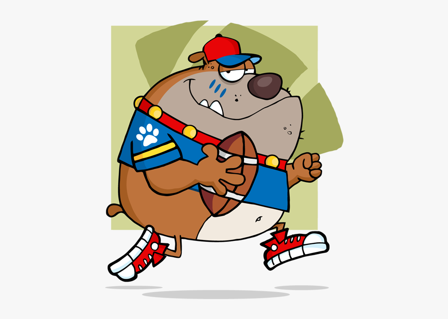 Football Brown Bulldog Running With The Ball Vector - Vector Graphics, Transparent Clipart