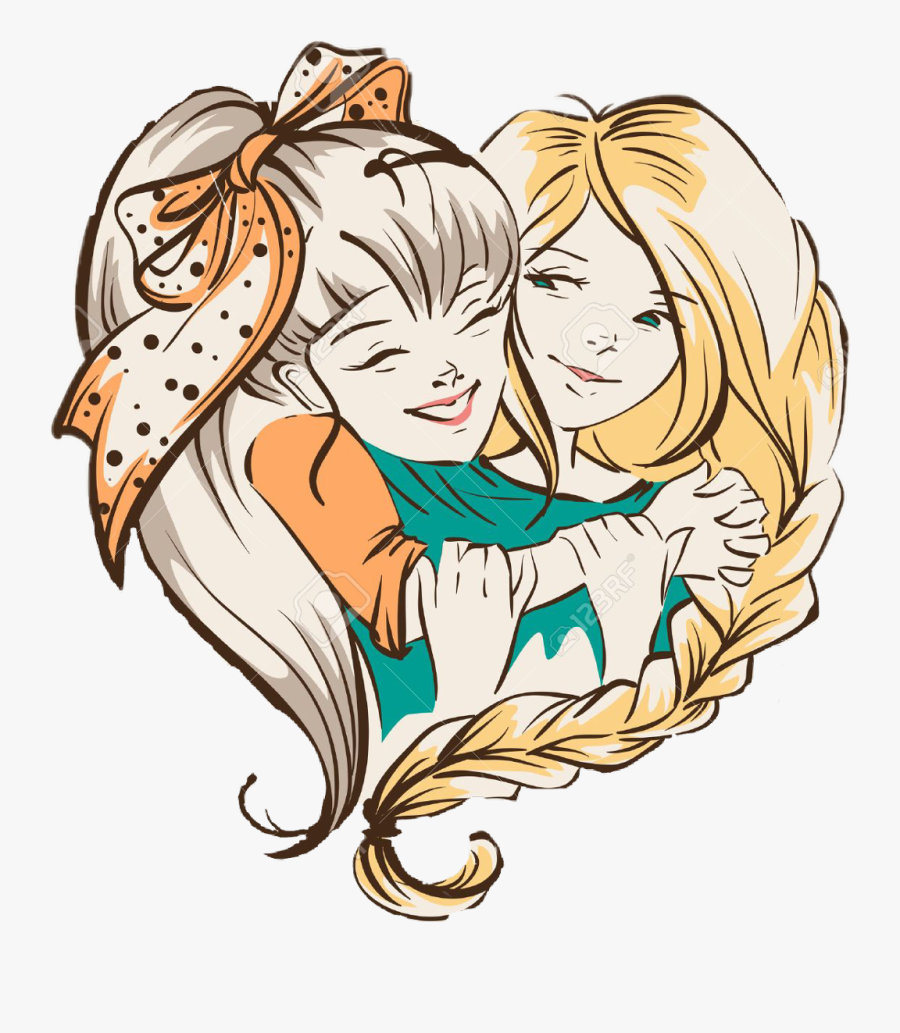 #hermanas #hermanasforever #sister #sisterlove - Drawing Two Sisters Cartoon, Transparent Clipart