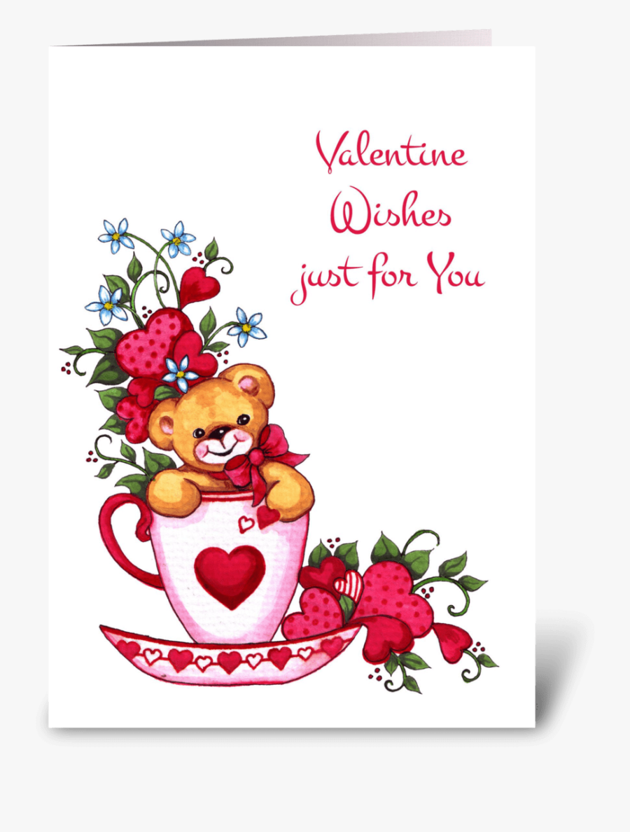 Teddy Bear, Tea Cup Valentine"s Day Card Greeting Card - Happy Valentines Day My Friend, Transparent Clipart