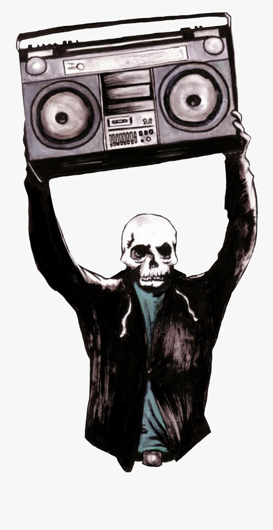 #boombox #80s #skull #freetoedit - Skull, Transparent Clipart