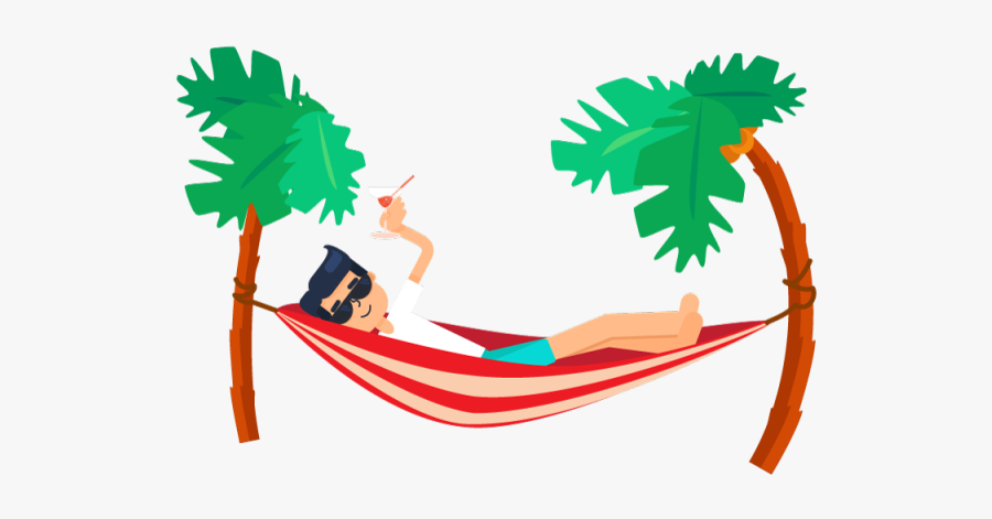 Palm Tree And Hammock Clipart - Tropical Island Cartoon Png, Transparent Clipart