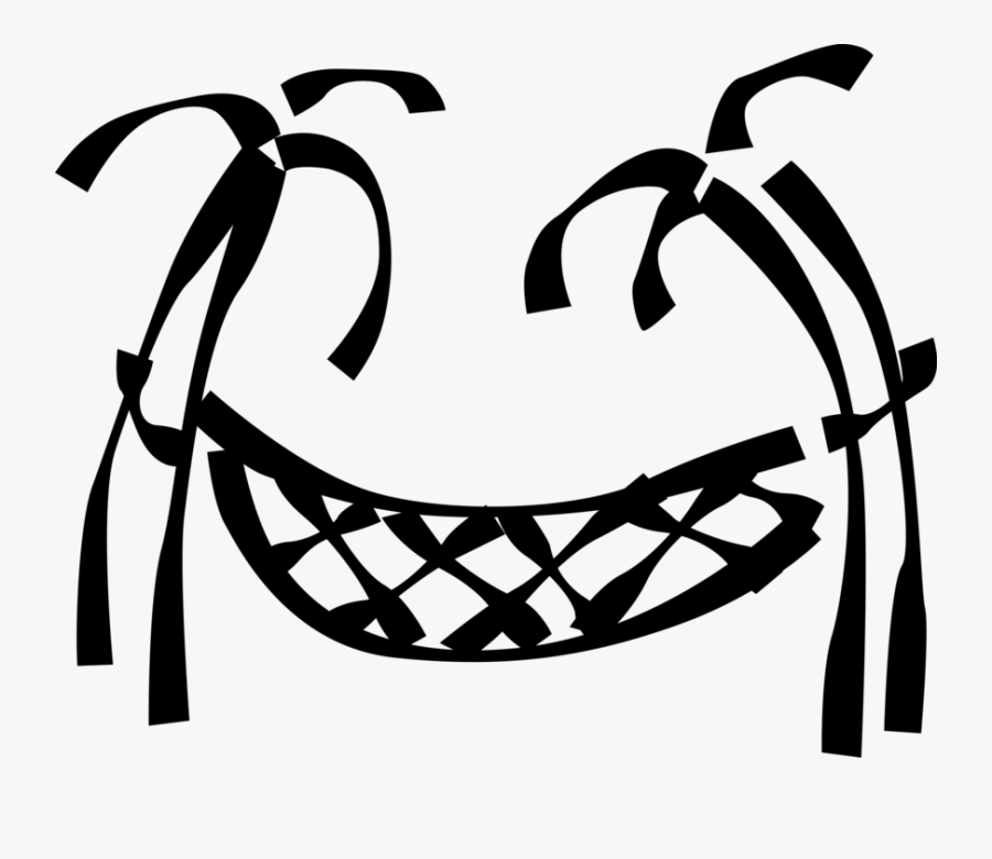 Vector Illustration Of Hammock Strung Between Two Palm - Palmeira Com Rede Png, Transparent Clipart