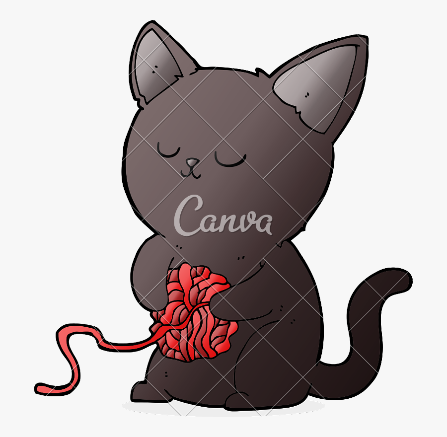 Yarn Clipart Tangled - Dibujo De Gato Jugando, Transparent Clipart