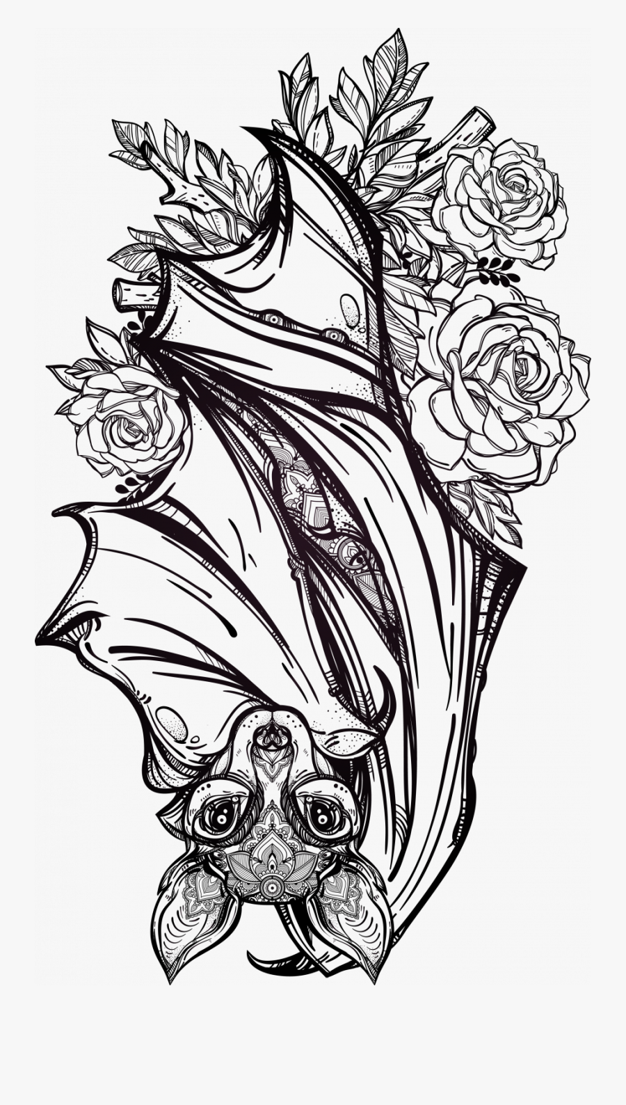Gothic Bat Tattoo Designs, Transparent Clipart