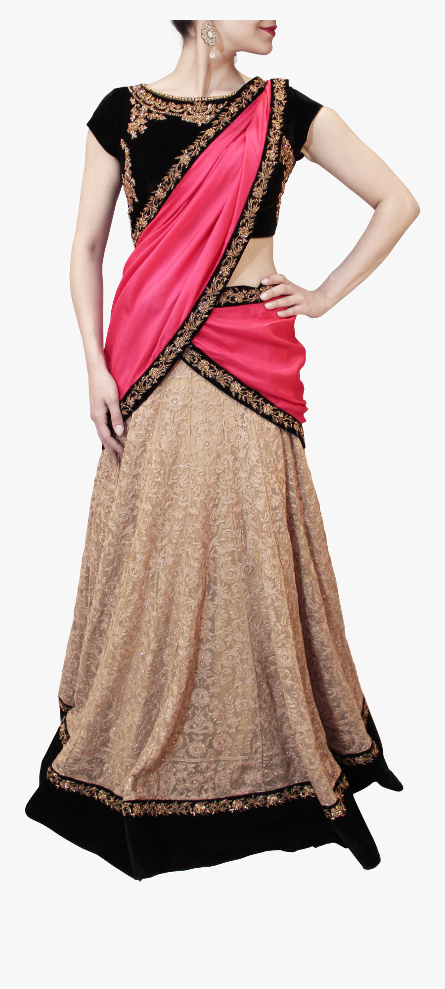 Stone Clip Saree - Lehenga Saree, Transparent Clipart