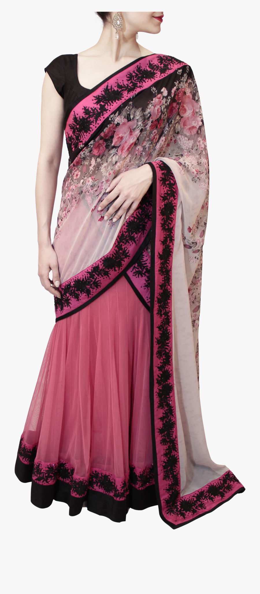 Clip Art Lehenga Style Saree - Lehenga Aga 17 Pink, Transparent Clipart