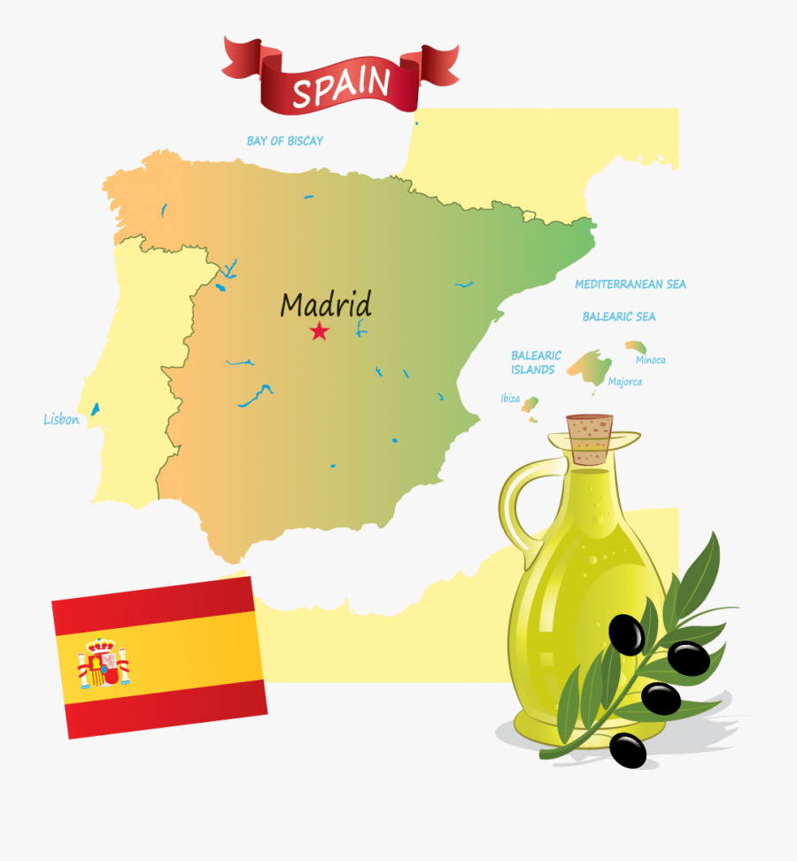 Gold Map Of Spain, Transparent Clipart