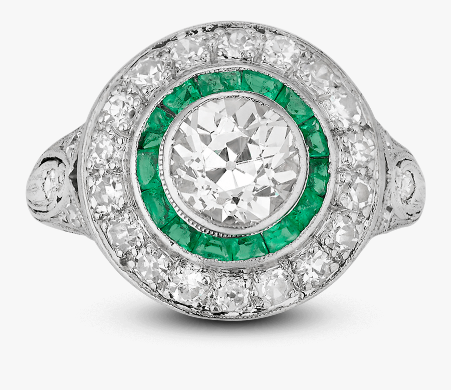 Emerald Vector Marquise Diamond - Diamond Emerald Art Deco Ring Platinum, Transparent Clipart