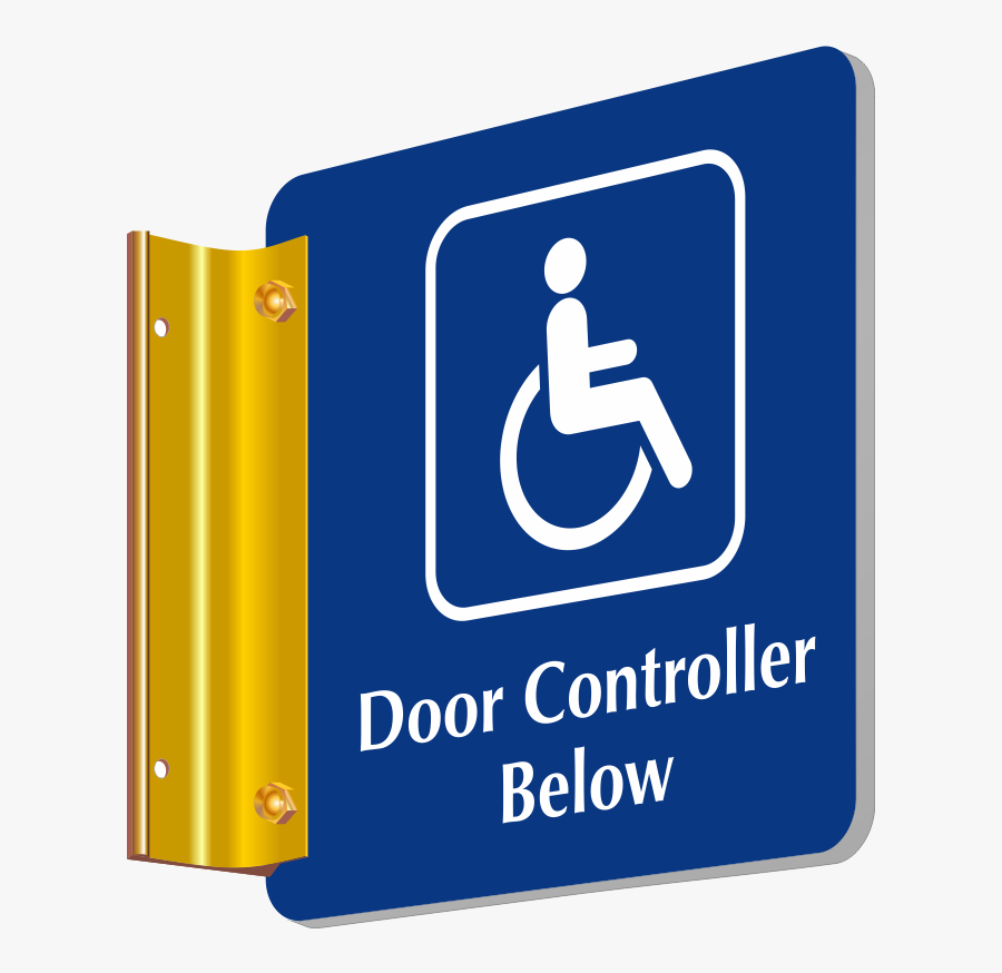 Door Controller Below Sign With Handicap Symbol - Boys Locker Room Signs, Transparent Clipart