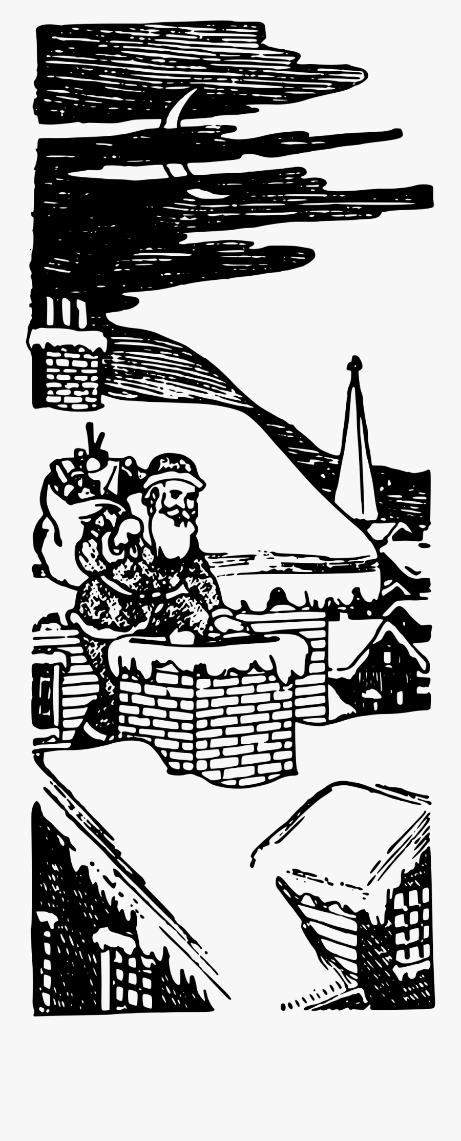 Santa And Chimney Clip Arts - Cartoon, Transparent Clipart