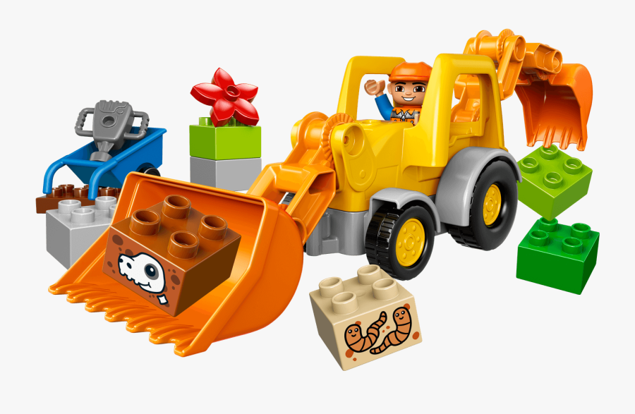 Clipart Black And White Backhoe Clipart Toy Tractor - Duplo Backhoe Loader, Transparent Clipart