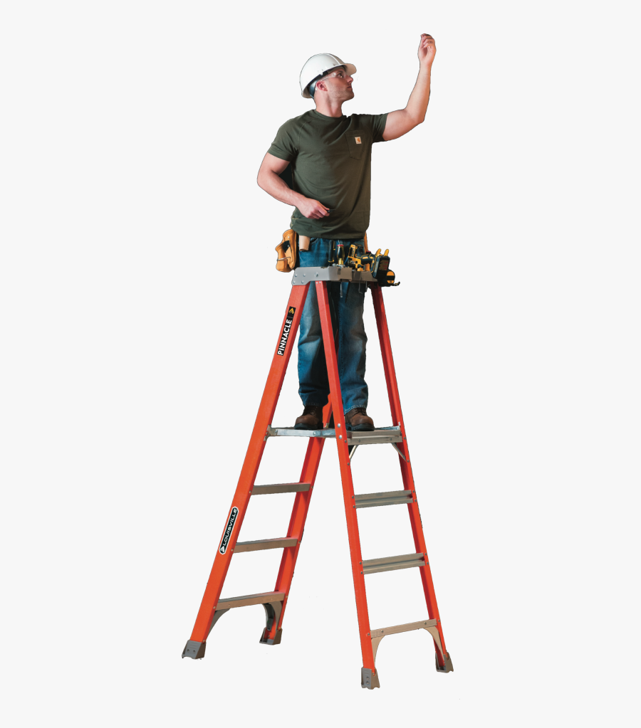 Louisville *new* Pinnacle Fiberglass Step Ladder"
										 - Man On Ladder Png, Transparent Clipart