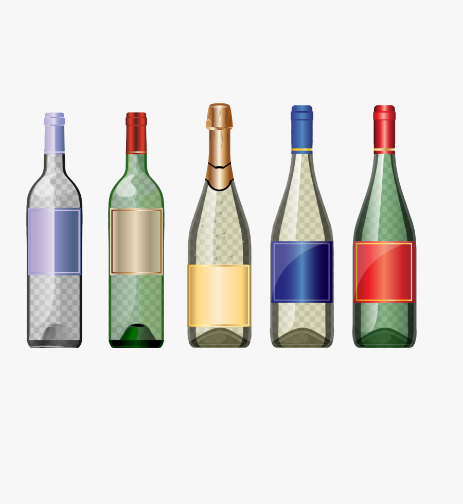White Wine Bottle Glass - Glass Bottle Vector Png, Transparent Clipart