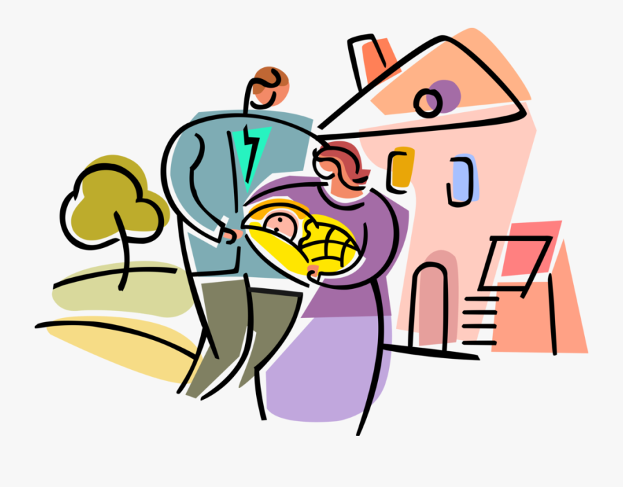 Vector Illustration Of New Parents Mother And Father - Cartoon, Transparent Clipart