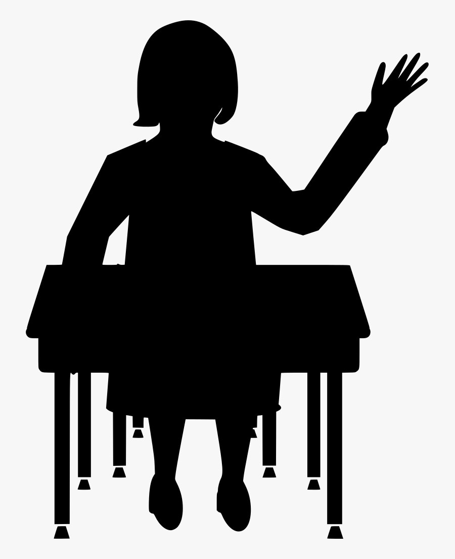 Elementary Student Silhouette Girl, Transparent Clipart