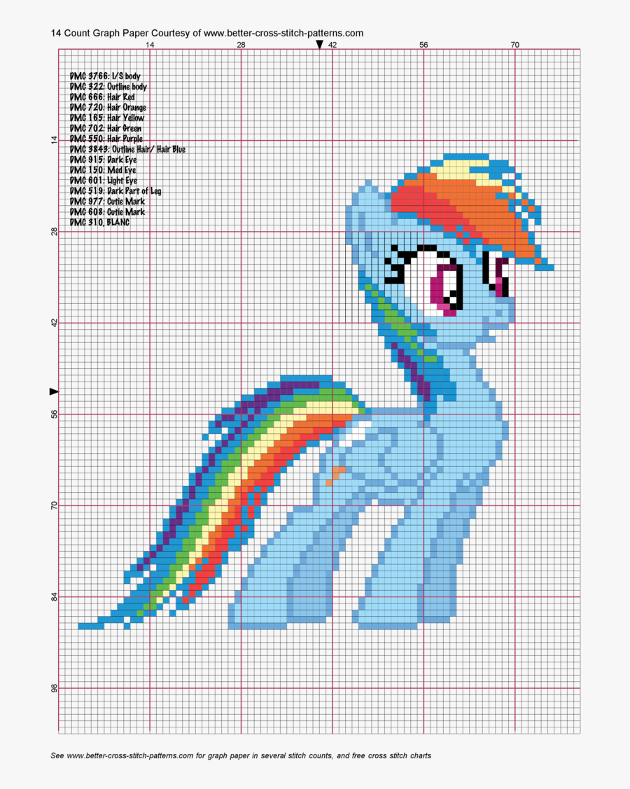 Transparent Sewing Pattern Clipart - Rainbow Dash Cross Stitch Pattern, Transparent Clipart