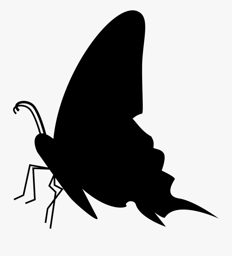 Butterfly Black Side View Silhouette Comments - Butterfly Side Silhouette, Transparent Clipart