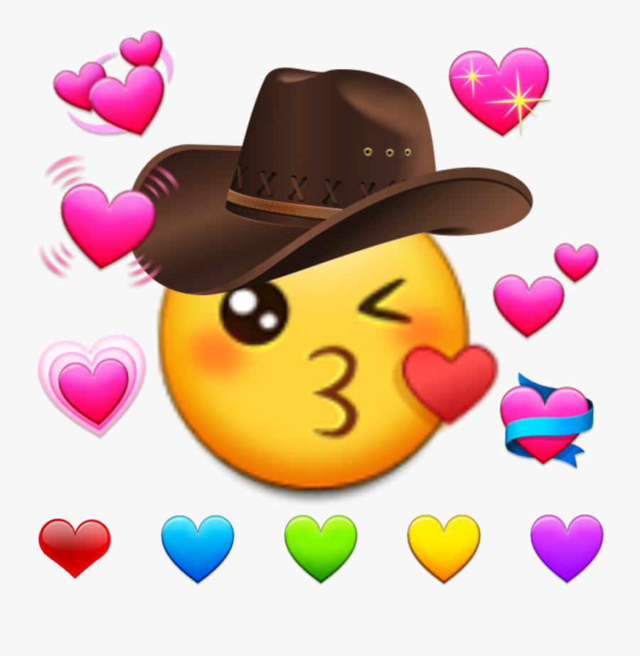 #hearts #emoji #western #hat - Cowboy Hat, Transparent Clipart