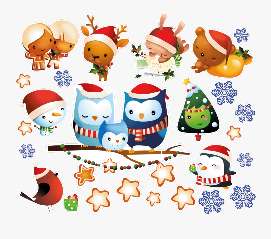 Sticker No L Famille Hiboux Et Ses Amis Stickers F - Christmas Day, Transparent Clipart