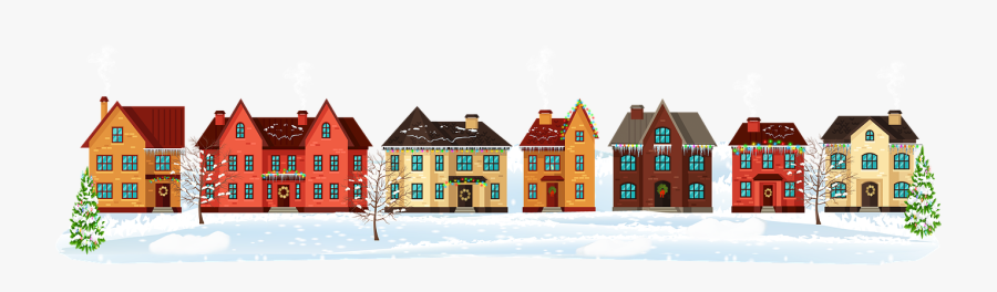 Winter Village, Snow, Town - Snow, Transparent Clipart