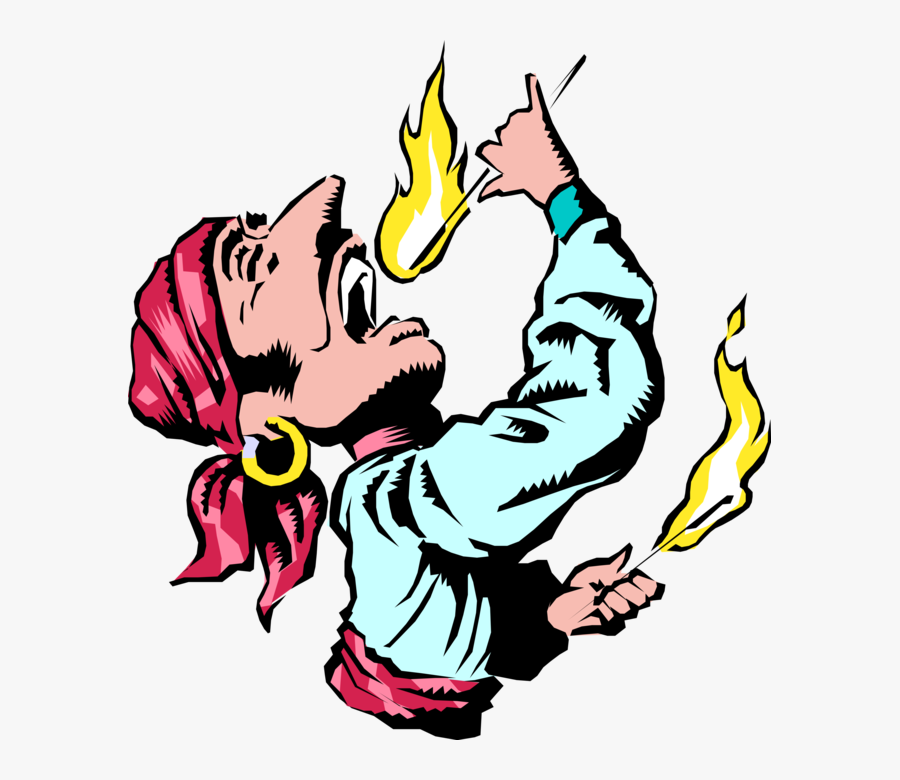 Vector Illustration Of Carnival Or Amusement Park Fairground - Circus Fire Eater Clipart, Transparent Clipart