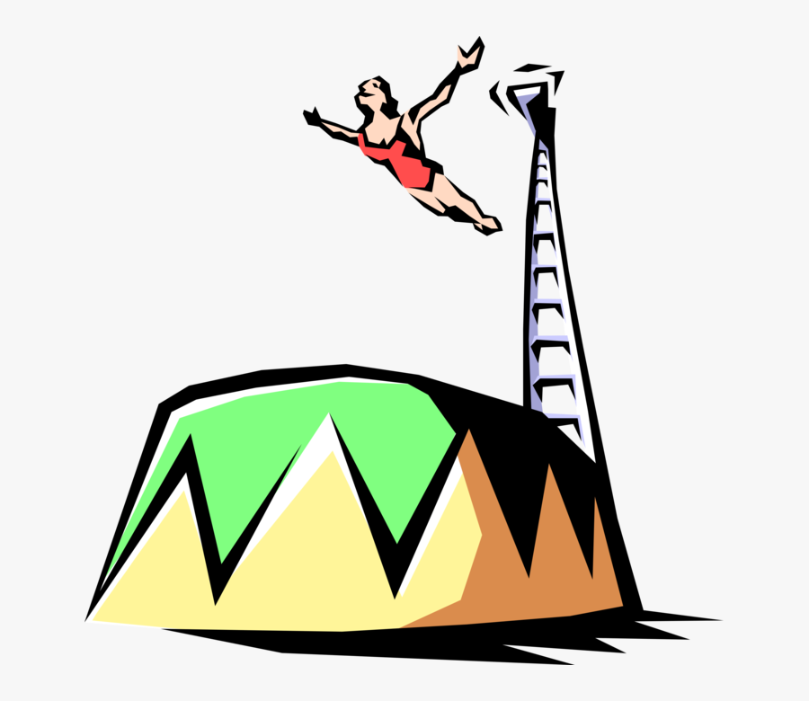 Vector Illustration Of Big Top Circus Performer High - Clip Art High Diving, Transparent Clipart