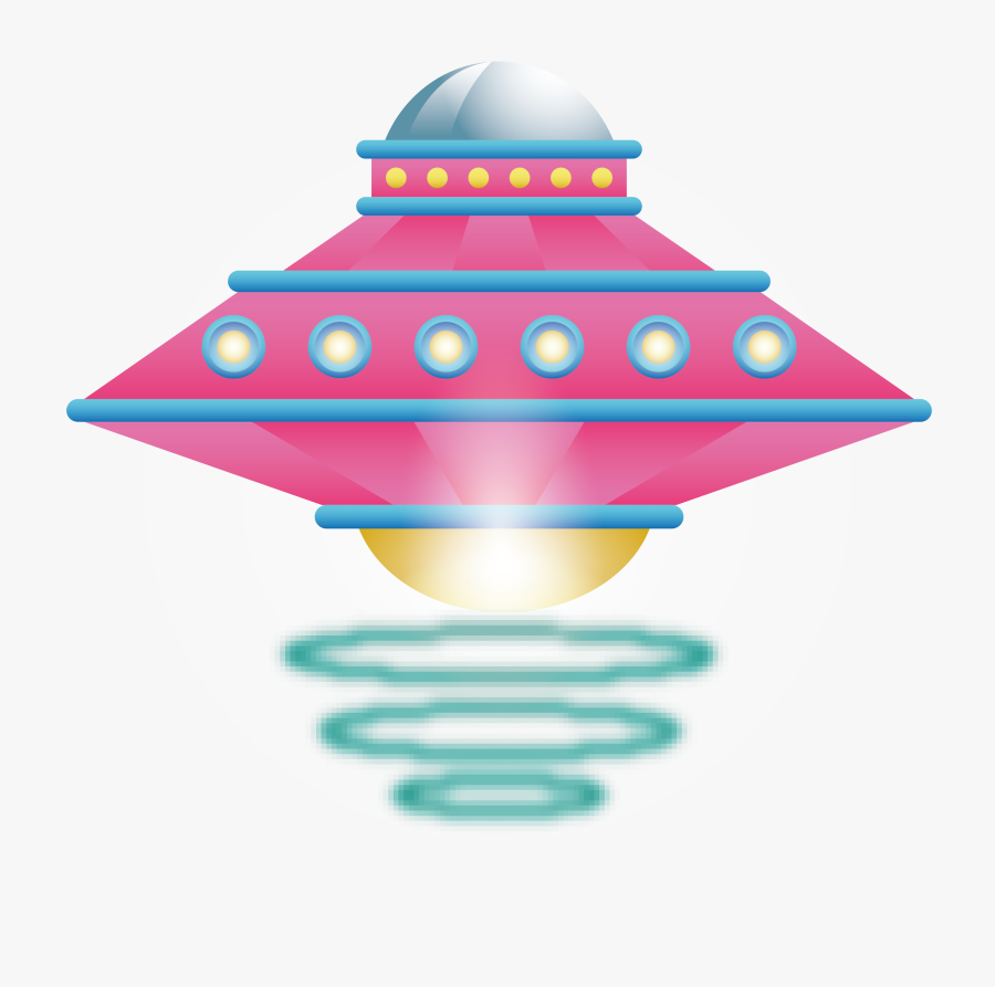 Transparent Sci Fi Png - Blue And Pink Spaceship, Transparent Clipart