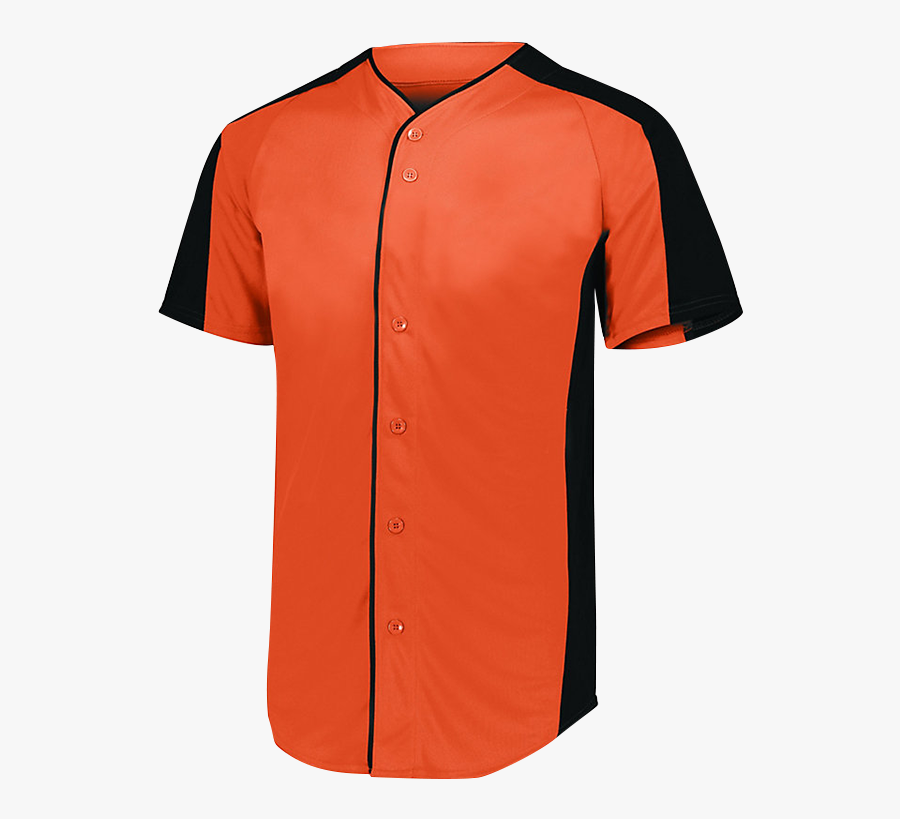 Youth Full Button Baseball Jersey 1656 Orange Black - Active Shirt, Transparent Clipart