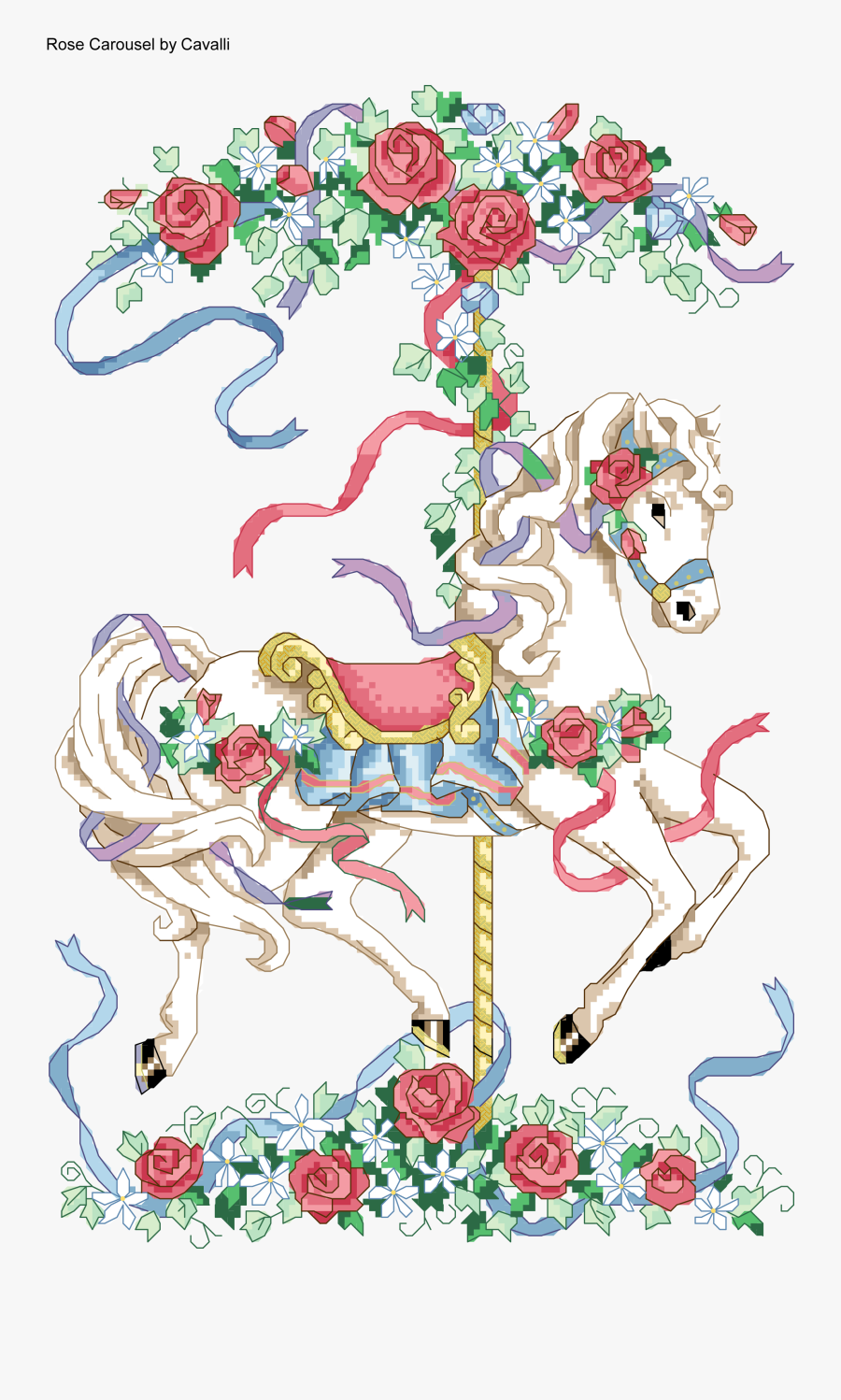 Transparent Carousel Horse Png - Rose Carousel Counted Cross, Transparent Clipart