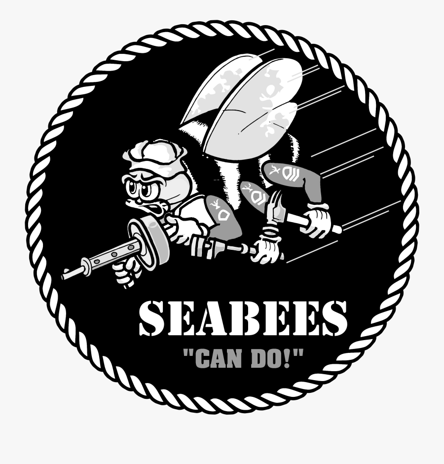 Seabees Logo Black And White - Navy Seabees Logo, Transparent Clipart