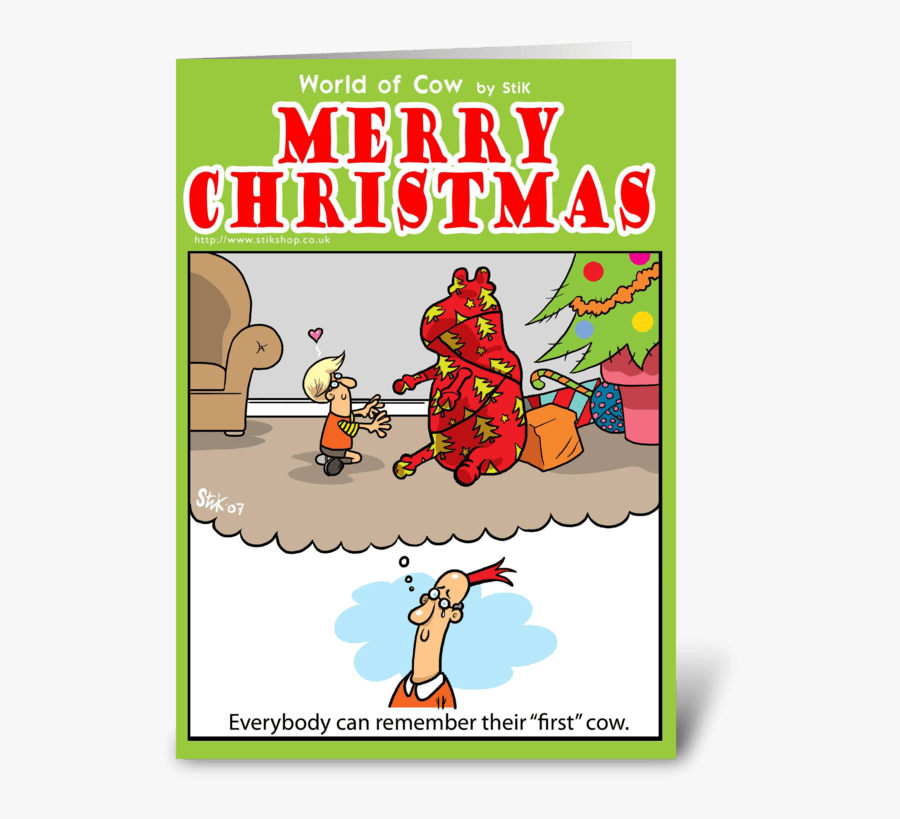 First Christmas Cow Greeting Card - Christmas Cards Cartoon, Transparent Clipart