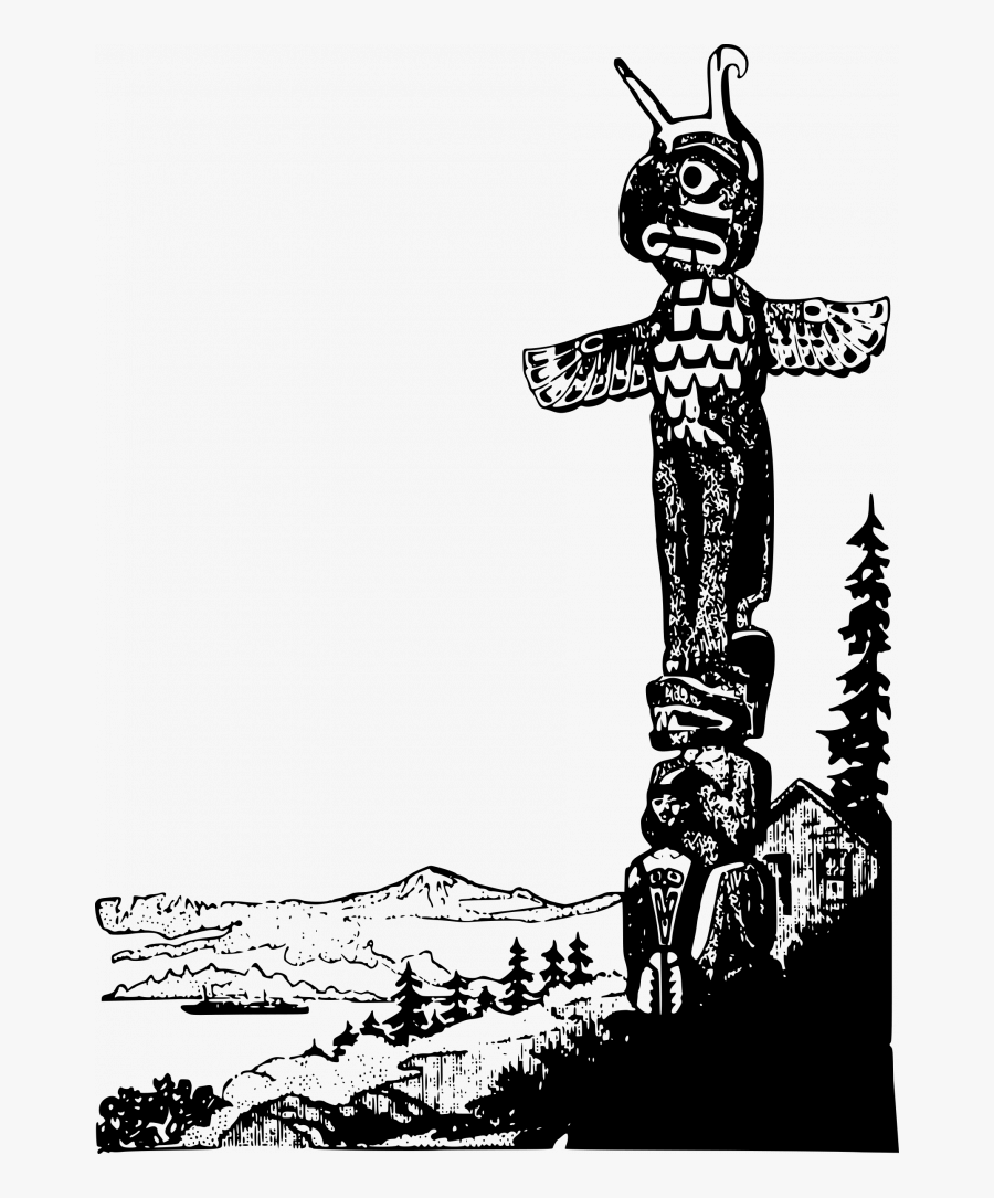 Black And White Totem Pole Drawing, Transparent Clipart