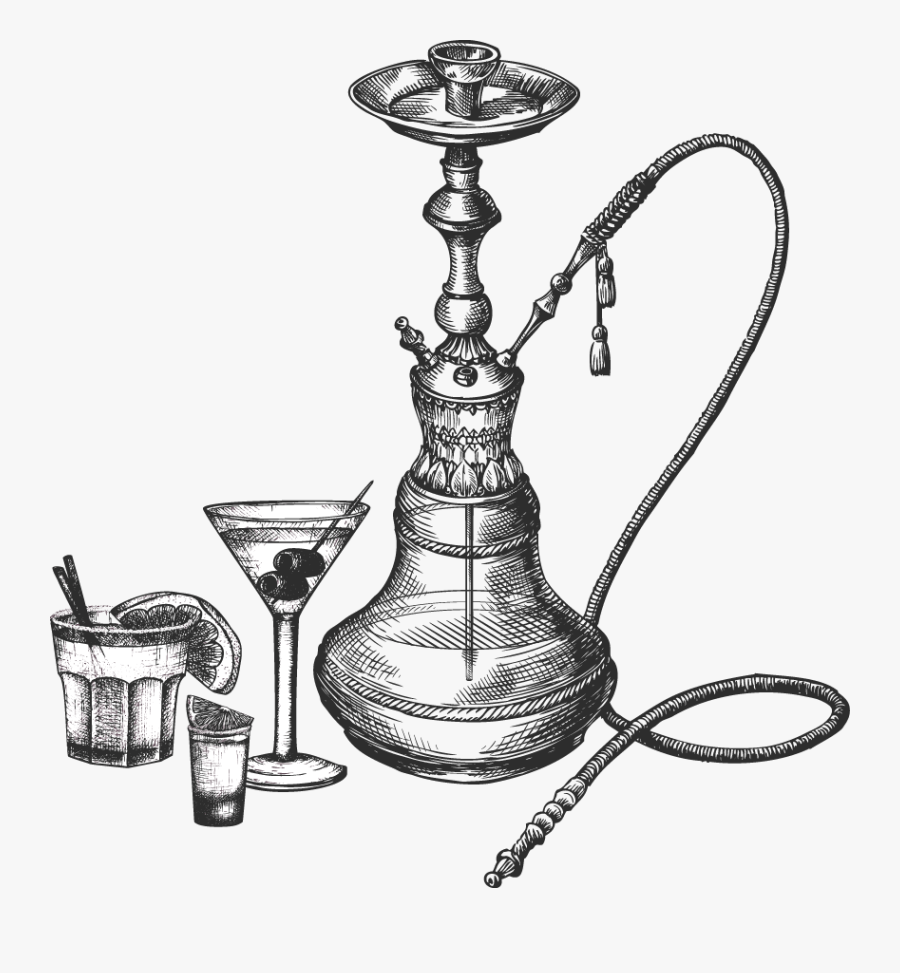 Hookah And Drinks - Hookah Sketch, Transparent Clipart