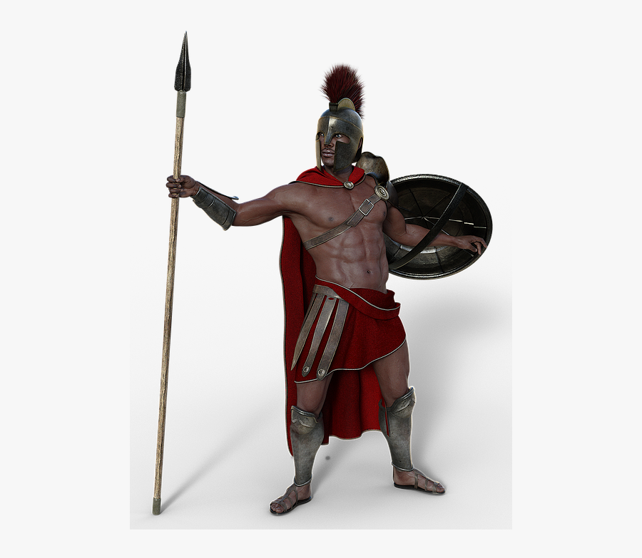Transparent Spartan Sword Png - Spear With Man, Transparent Clipart