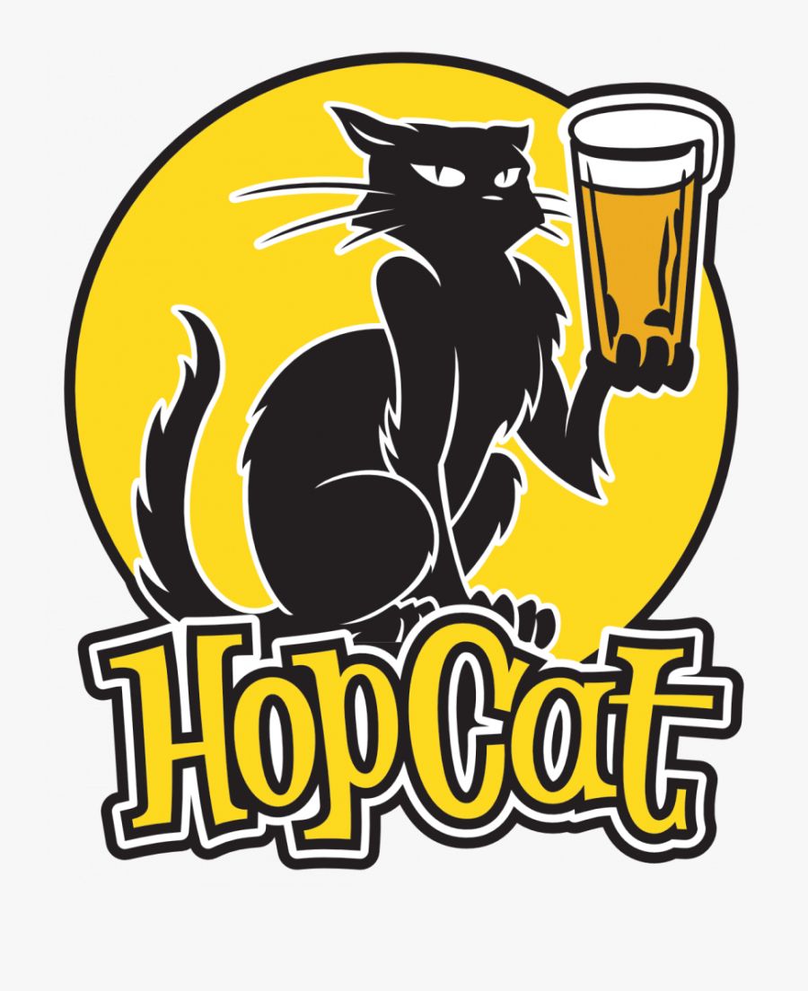Black Cat Holding A Pint Of Beer In Its Paw In Front - Hop Cat Detroit, Transparent Clipart