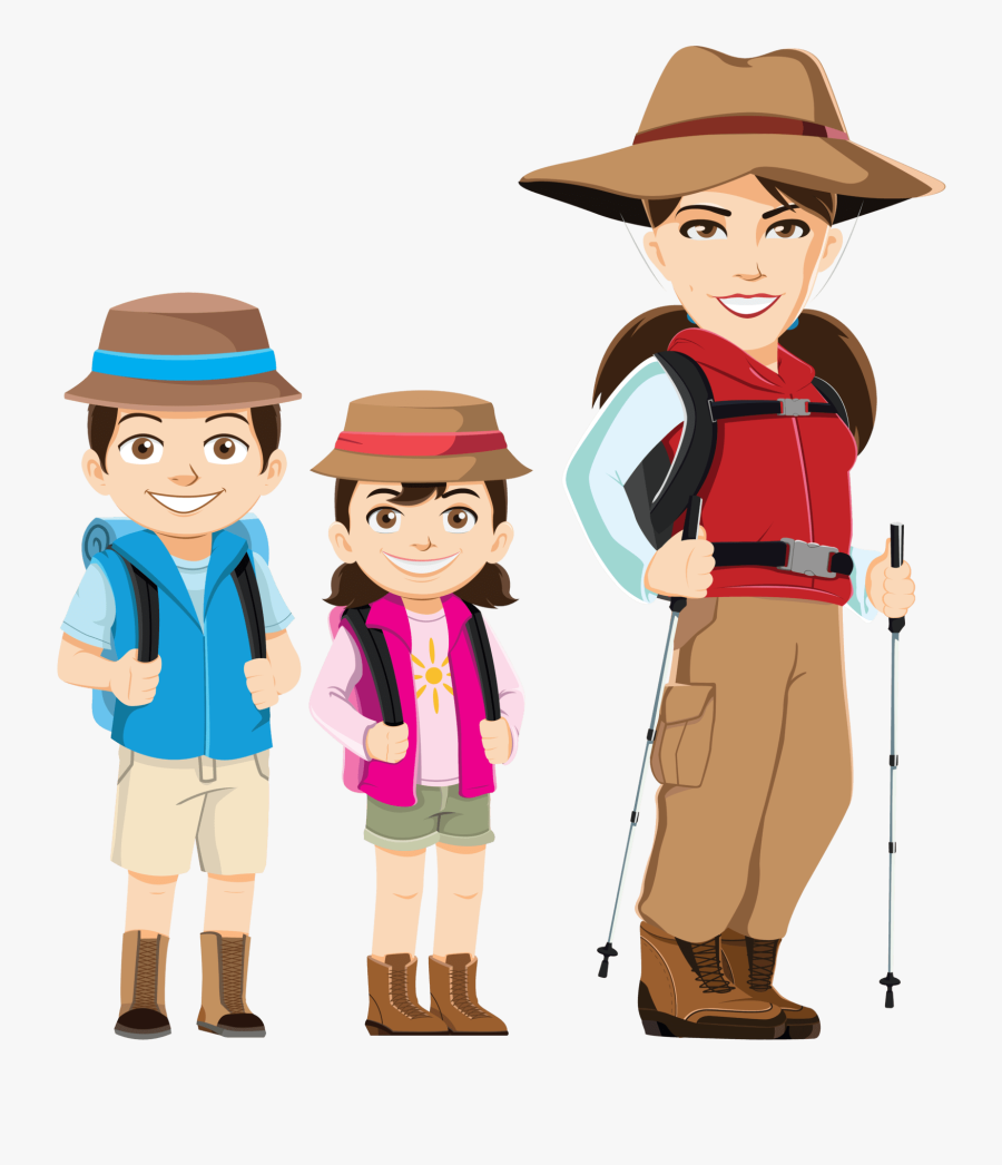 Hiking Kids - Cartoon, Transparent Clipart