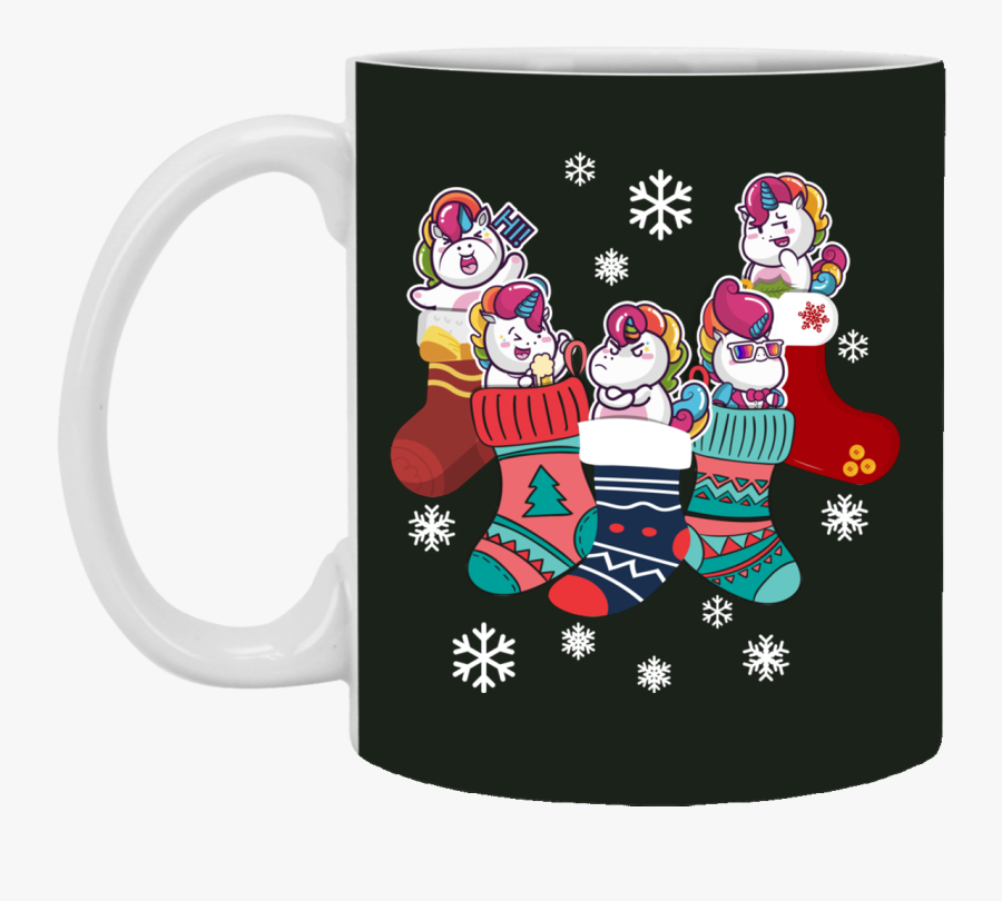 Unicorn In Christmas Sock Mug - Cartoon, Transparent Clipart