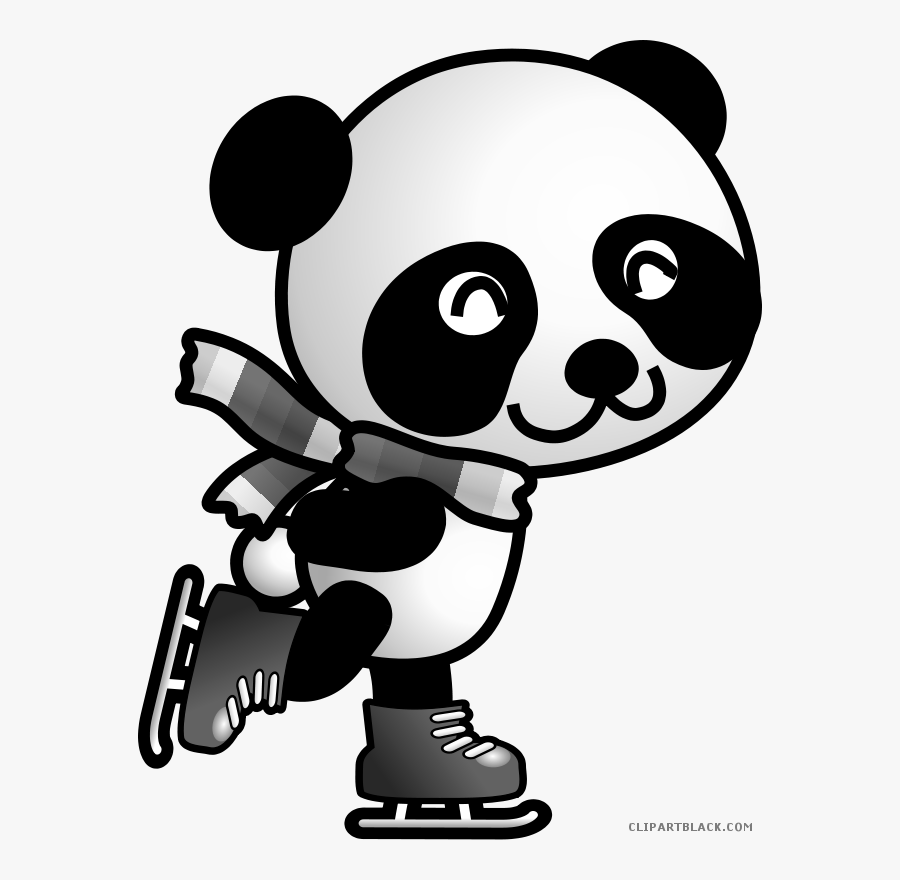 Cute Bear Animal Free Black White Clipart Images Clipartblack - Panda On Roller Skates, Transparent Clipart